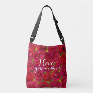 Red Roses I Love you Name Crossbody Tas
