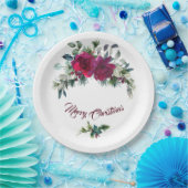 Red Roses kerst Bouquet Papieren Bordje (Feest)