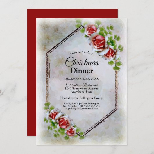 Red Roses kerst Kaart (Voorkant / Achterkant)