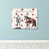 Red Roses Knight in Shining Armor Canvas Afdruk (Insitu (Houten vloer))