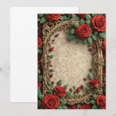 Red Roses  Lijst bruiloft Kaart (Voorkant / Achterkant)