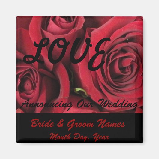 Red Roses LOVE Wedding Save the Date Magnet (Devant)