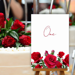 Red Roses Mariage Numéro de table Cartes écrites