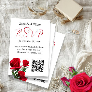 Red Roses Mariage QR Code Site Web Réponses Cartes