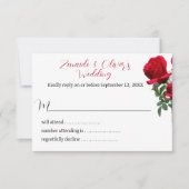 Red Roses Mariage Site Web Réponses Cartes (Devant)