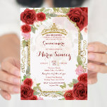 Red Roses Mexicaine Mis Quince Invitation<br><div class="desc">Red Roses Mexican Girl Mis Quince Invitation Mis Quince Anos,  15e anniversaire, </div>