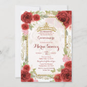 Red Roses Mexican Girl Mis Quince Kaart (Voorkant)