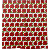 Red Roses Pattern on White Douchegordijn (Voorkant)