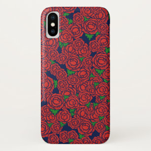  Red Roses Pattern Valentijn Art Flowers iPhone X Hoesje