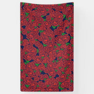 Red Roses Pattern Valentijn Art Flowers Spandoek