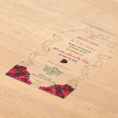 Red Roses Quinceañera Floral Acrylique Invitation (Poser)