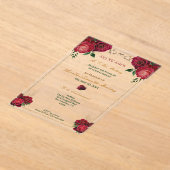 Red Roses Quinceañera FloralAcrylique Invitation (Poser)