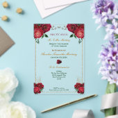Red Roses Quinceañera FloralAcrylique Invitation (Insitu (Mariage))