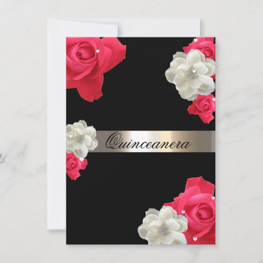 Red Roses, Quinceanera personnalisée Invitation (Devant)