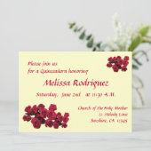 Red Roses Quinceanera Uitnodiging (Staand voorkant)