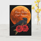 Red Roses Raven Moon Halloween-kaarten Kaart (Gele Bloem)