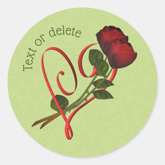 Red Roses Red Heart gepersonaliseerd Ronde Sticker (Voorkant)