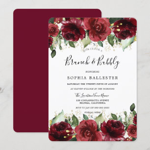 Red Roses Romantic Brunch & Bubble Vrijgezellenfee Kaart