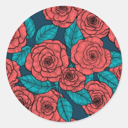 Red roses ronde sticker (Voorkant)