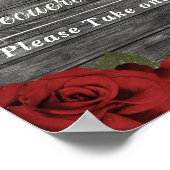 Red Roses Rustic Black Lace Wedding Favor Sign Poster (Hoek)