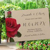 Red Roses Rustic Kraft Enregistrer les cartes de d