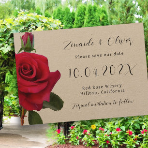 Red Roses Rustic Kraft Enregistrer les cartes de d