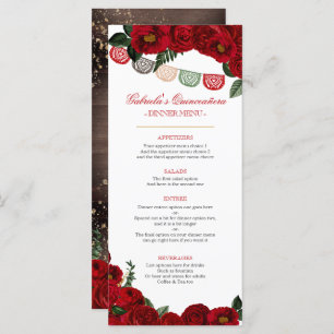 Red Roses Rustic Western Charra Party Menu