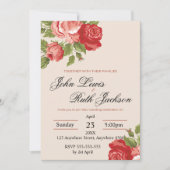 Red Roses Script Wedding Invitation | Elegant Roma (Devant)