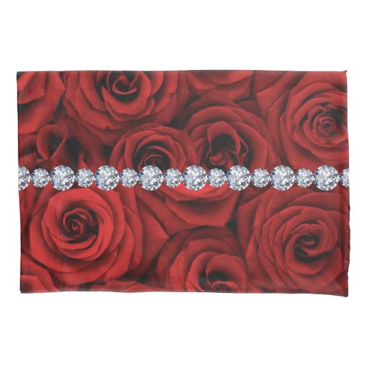 Red Roses Silver Diamonds Kussensloop (Voorkant)