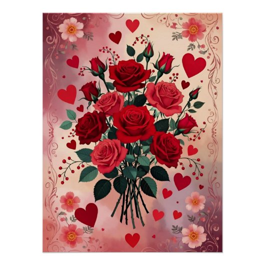 Red Roses, Valentine's Day, Perfect Poster (Voorkant)
