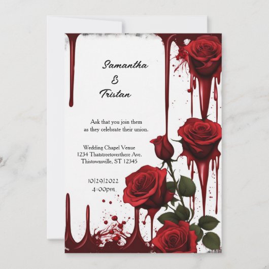 Red Roses Vampire Gothic Bruiloft Kaart (Voorkant)