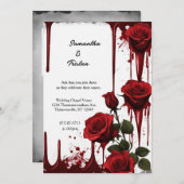 Red Roses Vampire Gothic Bruiloft Kaart (Voorkant / Achterkant)