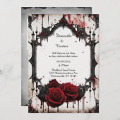 Red Roses Vampire Gothic Bruiloft Kaart (Voorkant / Achterkant)