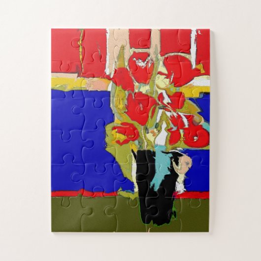 Red Roses Vase Art Deco Legpuzzel (Verticaal)