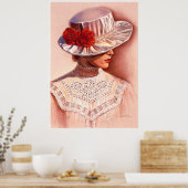 Red Roses Victorian Lady Élégant Décor Art Poster (Cuisine)