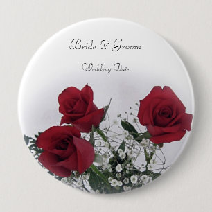 Red Roses Wedding Favor Ronde Button 4,0 Cm