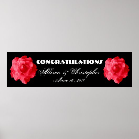 Red Roses Wedding of Verloving Banner Poster (Voorkant)