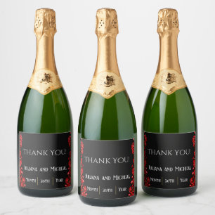 Red Roses Wedding Sparkling Wijnetiket