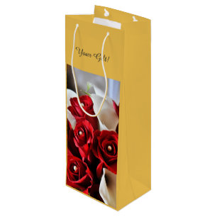 Red Roses White Calla Lily Floral Flowers Custom Wijn Cadeautas