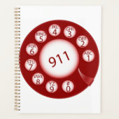 Red Rotary Phone Dial 911 Emergency Number Planner (Voorkant)