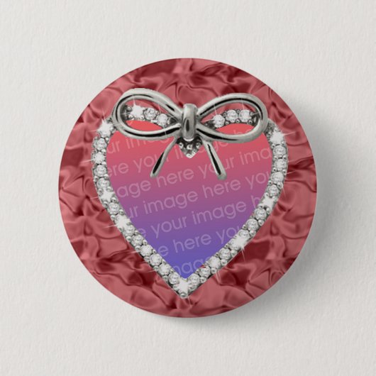 Red Round Diamond Heart Lijst Button (Voorkant)
