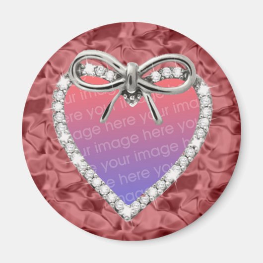 Red Round Diamond Heart Lijst Magnet Magneet (Voorkant)