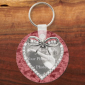 Red Round Diamond Heart Lijst Sleutelhanger (Voorkant)