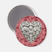 Red Round Elegant Designer Heart Magnet Magneet (Voorkant / Achterkant)