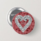 Red Round Love Diamond Heart Button (Voorkant /achterkant)