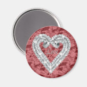 Red Round Love Diamond Heart Magnet (Recto/Verso)