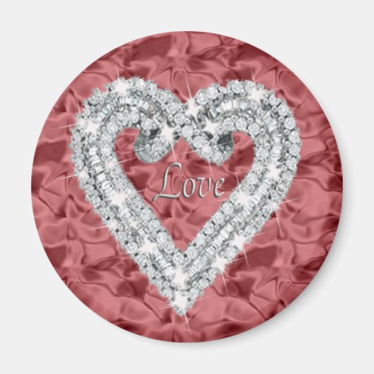 Red Round Love Diamond Heart Magnet (Devant)