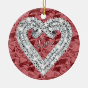 Red Round Love Diamond Heart Ornement