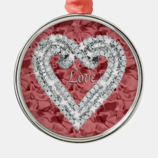 Red Round Love Diamond Heart Ornement (Devant)