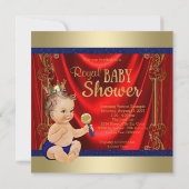 Red Royal Blue Gold Prince Baby shower Kaart (Achterkant)